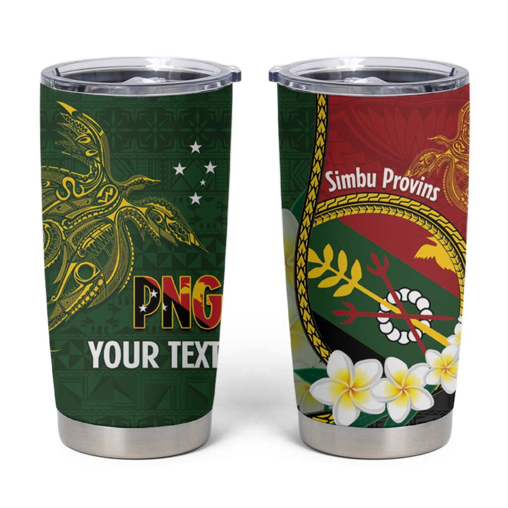 Personalised PNG Simbu Provins Tumbler Cup Papua New Guinea Plumeria Melanesian Pattern - Polynesian Pride