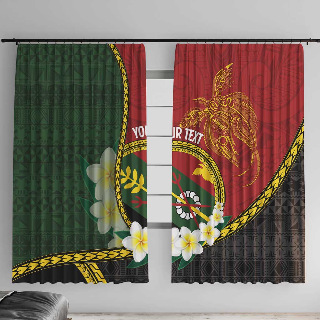 Personalised PNG Simbu Provins Window Curtain Papua New Guinea Plumeria Melanesian Pattern - Polynesian Pride
