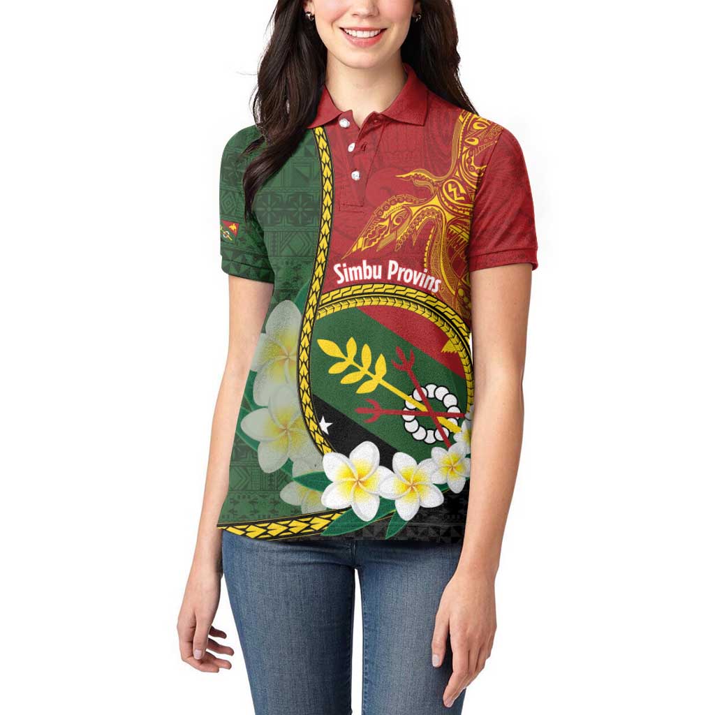 Personalised PNG Simbu Provins Women Polo Shirt Papua New Guinea Plumeria Melanesian Pattern - Polynesian Pride