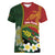 Personalised PNG Simbu Provins Women V-Neck T-Shirt Papua New Guinea Plumeria Melanesian Pattern - Polynesian Pride