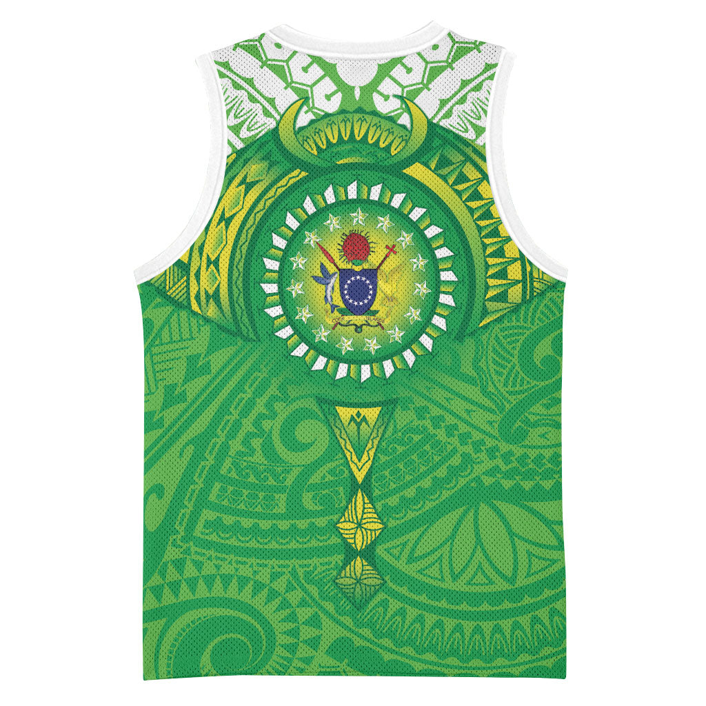Cook Islands Manta Ray Basketball Jersey Kuki Airani Tattoo Green Color LT14 - Polynesian Pride