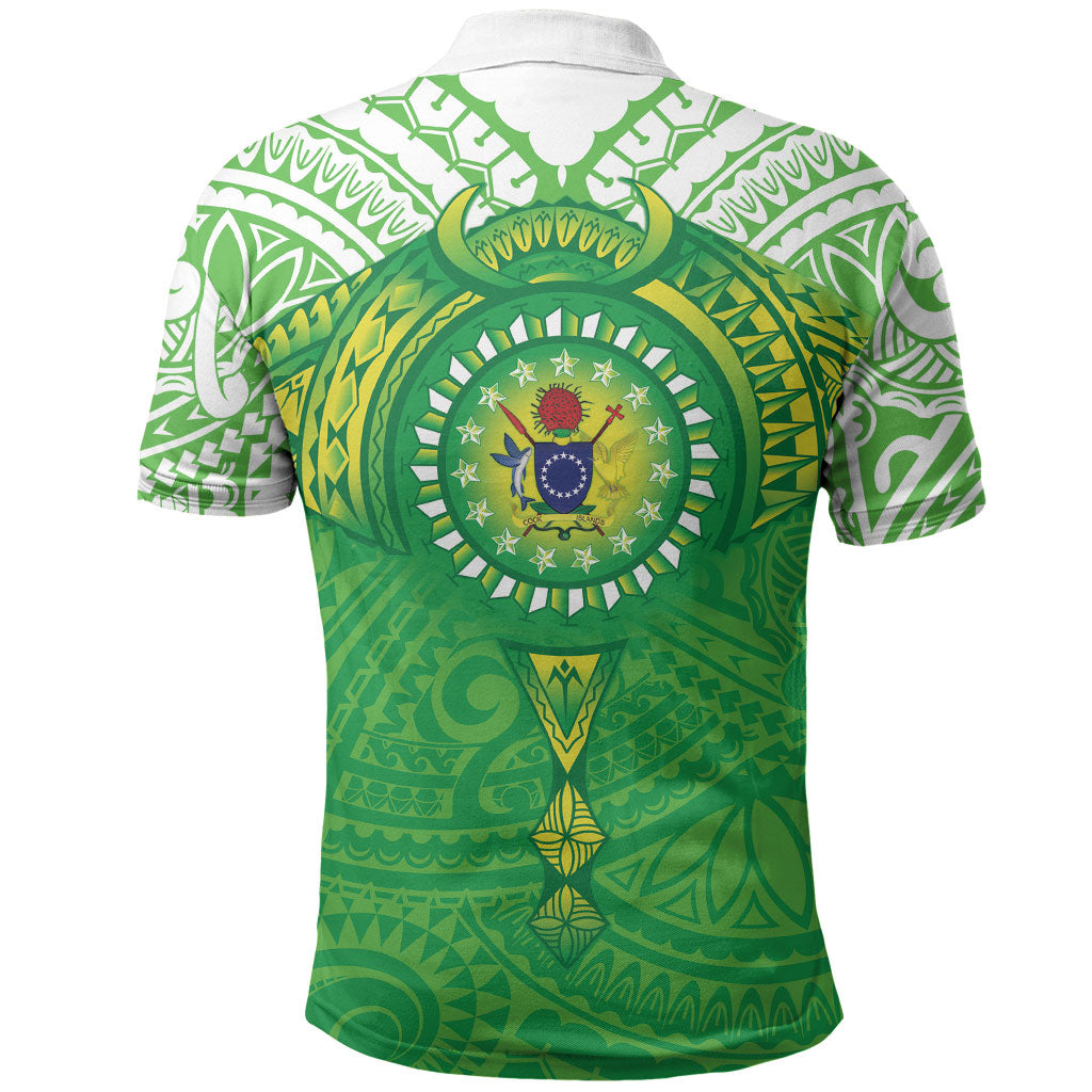 Cook Islands Manta Ray Polo Shirt Kuki Airani Tattoo Green Color LT14 - Polynesian Pride