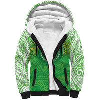 Cook Islands Manta Ray Sherpa Hoodie Kuki Airani Tattoo Green Color LT14 Unisex Green - Polynesian Pride