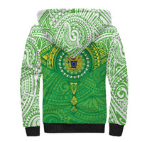 Cook Islands Manta Ray Sherpa Hoodie Kuki Airani Tattoo Green Color LT14 - Polynesian Pride