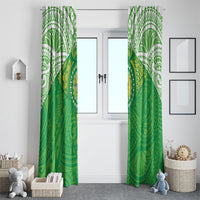 Cook Islands Manta Ray Window Curtain Kuki Airani Tattoo Green Color LT14 - Polynesian Pride