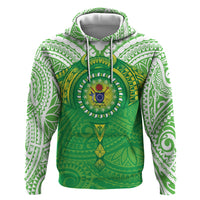 Cook Islands Manta Ray Zip Hoodie Kuki Airani Tattoo Green Color LT14 Pullover Hoodie Green - Polynesian Pride