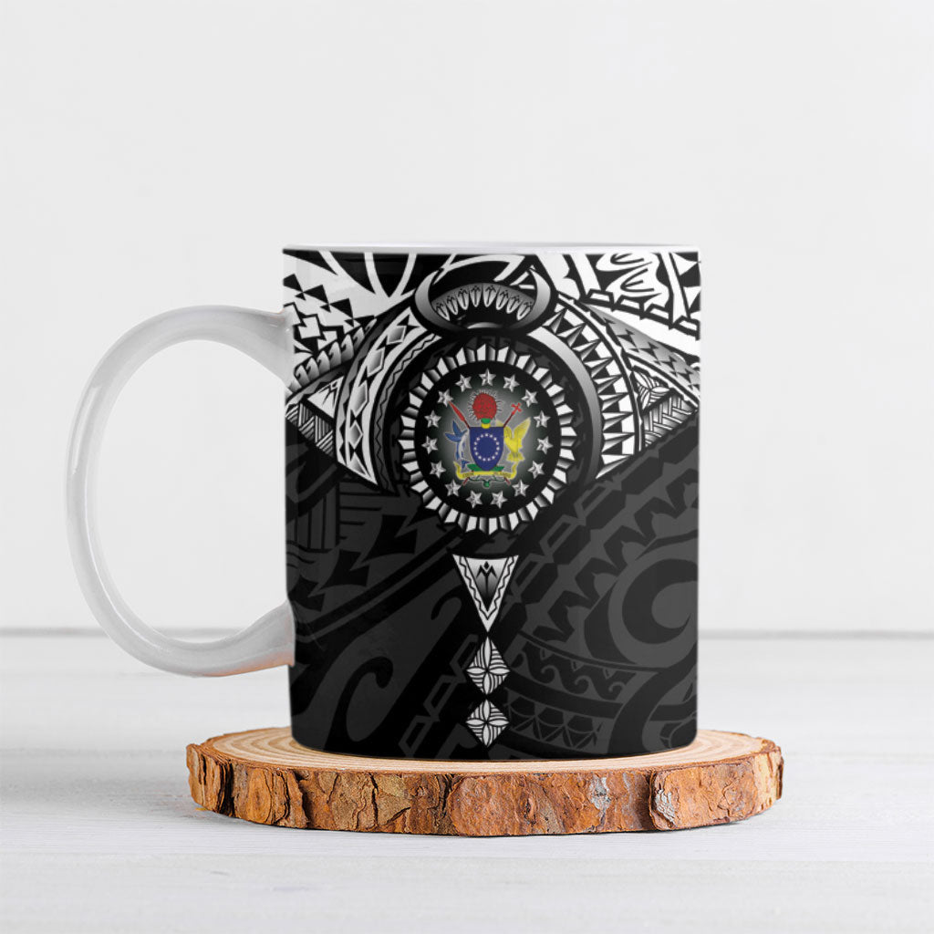 Cook Islands Manta Ray Ceramic Mug Kuki Airani Tattoo Black Color