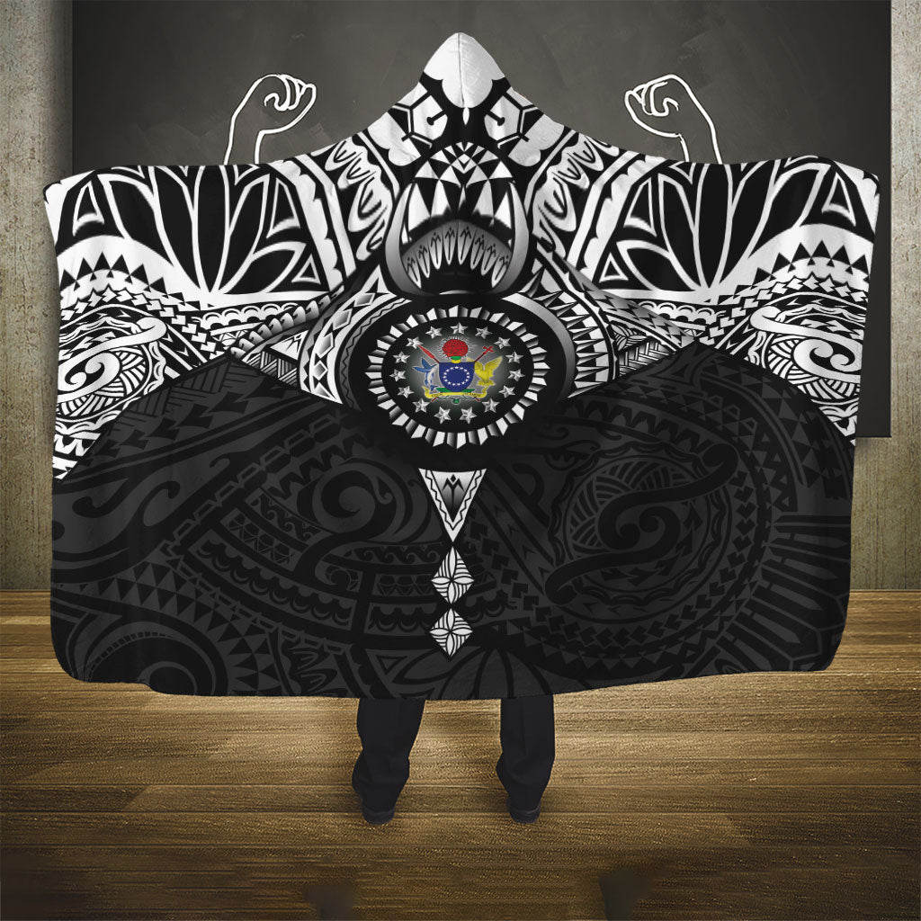 Cook Islands Manta Ray Hooded Blanket Kuki Airani Tattoo Black Color LT14 - Polynesian Pride