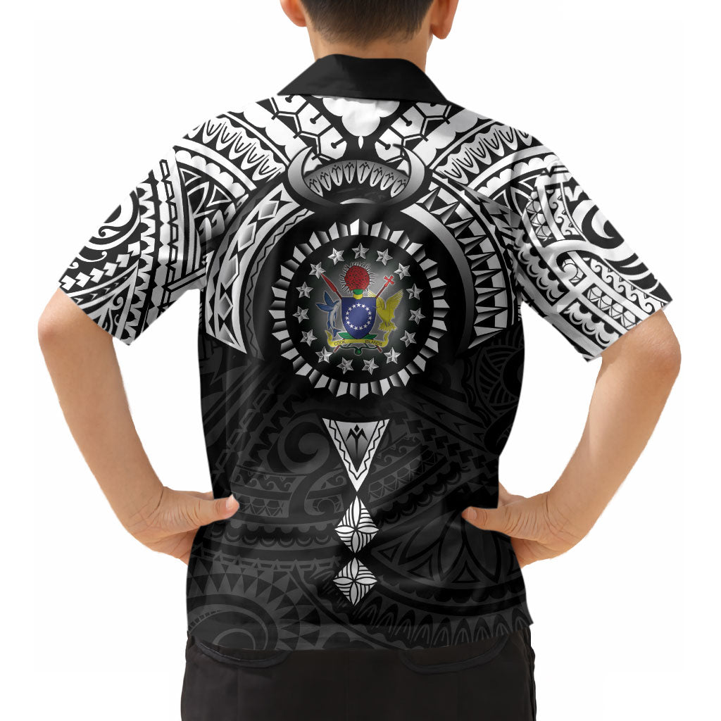 Cook Islands Manta Ray Kid Hawaiian Shirt Kuki Airani Tattoo Black Color LT14 - Polynesian Pride