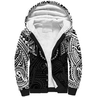 Cook Islands Manta Ray Sherpa Hoodie Kuki Airani Tattoo Black Color LT14 Unisex Black - Polynesian Pride
