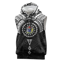 Cook Islands Manta Ray Sleeveless Hoodie Kuki Airani Tattoo Black Color LT14 Black - Polynesian Pride