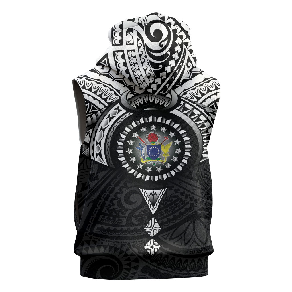 Cook Islands Manta Ray Sleeveless Hoodie Kuki Airani Tattoo Black Color LT14 - Polynesian Pride
