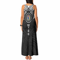 Cook Islands Manta Ray Tank Maxi Dress Kuki Airani Tattoo Black Color LT14 - Polynesian Pride