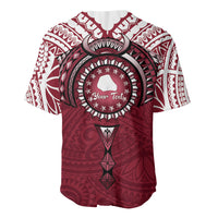 Personalised Cook Islands Mangaia Baseball Jersey Map With Kuki Airani Manta Ray Tattoo LT14 - Polynesian Pride