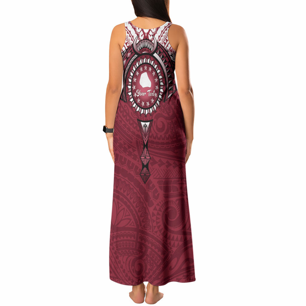 Personalised Cook Islands Mangaia Tank Maxi Dress Map With Kuki Airani Manta Ray Tattoo LT14 - Polynesian Pride