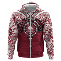 Personalised Cook Islands Mangaia Zip Hoodie Map With Kuki Airani Manta Ray Tattoo LT14 Zip Hoodie Maroon - Polynesian Pride