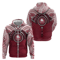 Personalised Cook Islands Mangaia Zip Hoodie Map With Kuki Airani Manta Ray Tattoo LT14 - Polynesian Pride