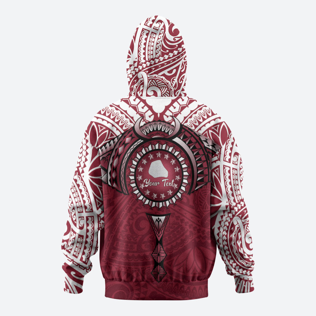 Personalised Cook Islands Mangaia Zip Hoodie Map With Kuki Airani Manta Ray Tattoo LT14 - Polynesian Pride