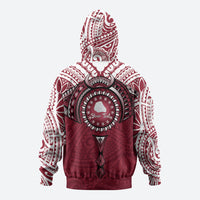 Personalised Cook Islands Mangaia Zip Hoodie Map With Kuki Airani Manta Ray Tattoo LT14 - Polynesian Pride