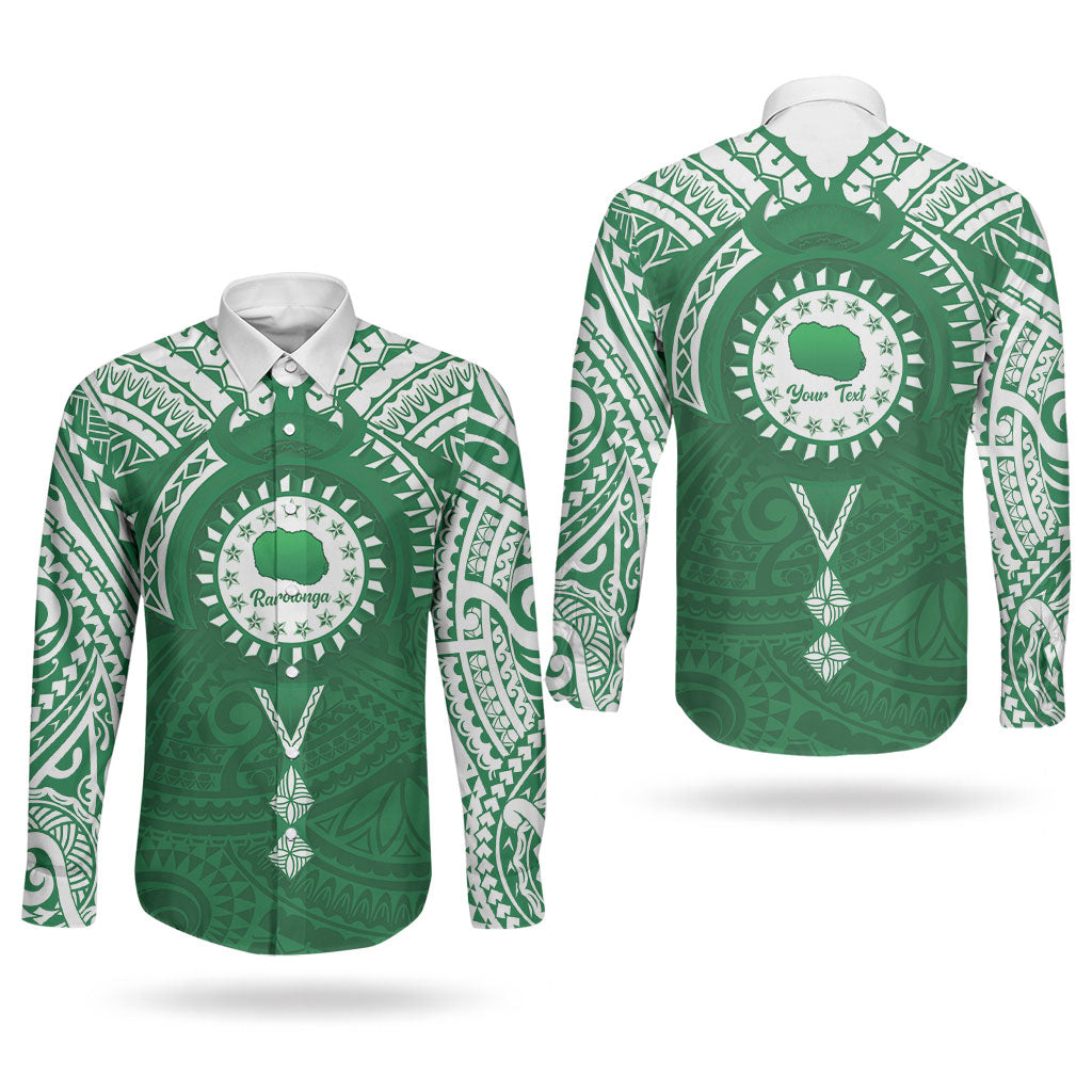 Personalised Cook Islands Rarotonga Couples Matching Off Shoulder Maxi Dress and Long Sleeve Button Shirt Map With Kuki Airani Manta Ray Tattoo LT14 - Polynesian Pride
