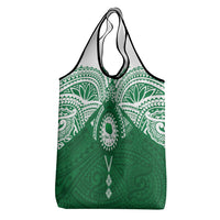 Personalised Cook Islands Rarotonga Grocery Bag Map With Kuki Airani Manta Ray Tattoo LT14 - Polynesian Pride