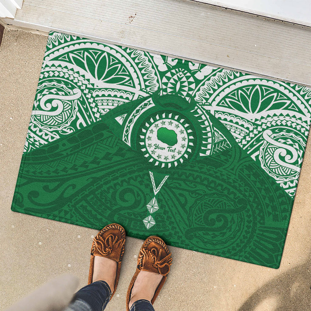 Personalised Cook Islands Rarotonga Rubber Doormat Map With Kuki Airani Manta Ray Tattoo LT14 - Polynesian Pride