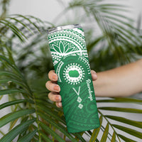 Personalised Cook Islands Rarotonga Skinny Tumbler Map With Kuki Airani Manta Ray Tattoo LT14 - Polynesian Pride