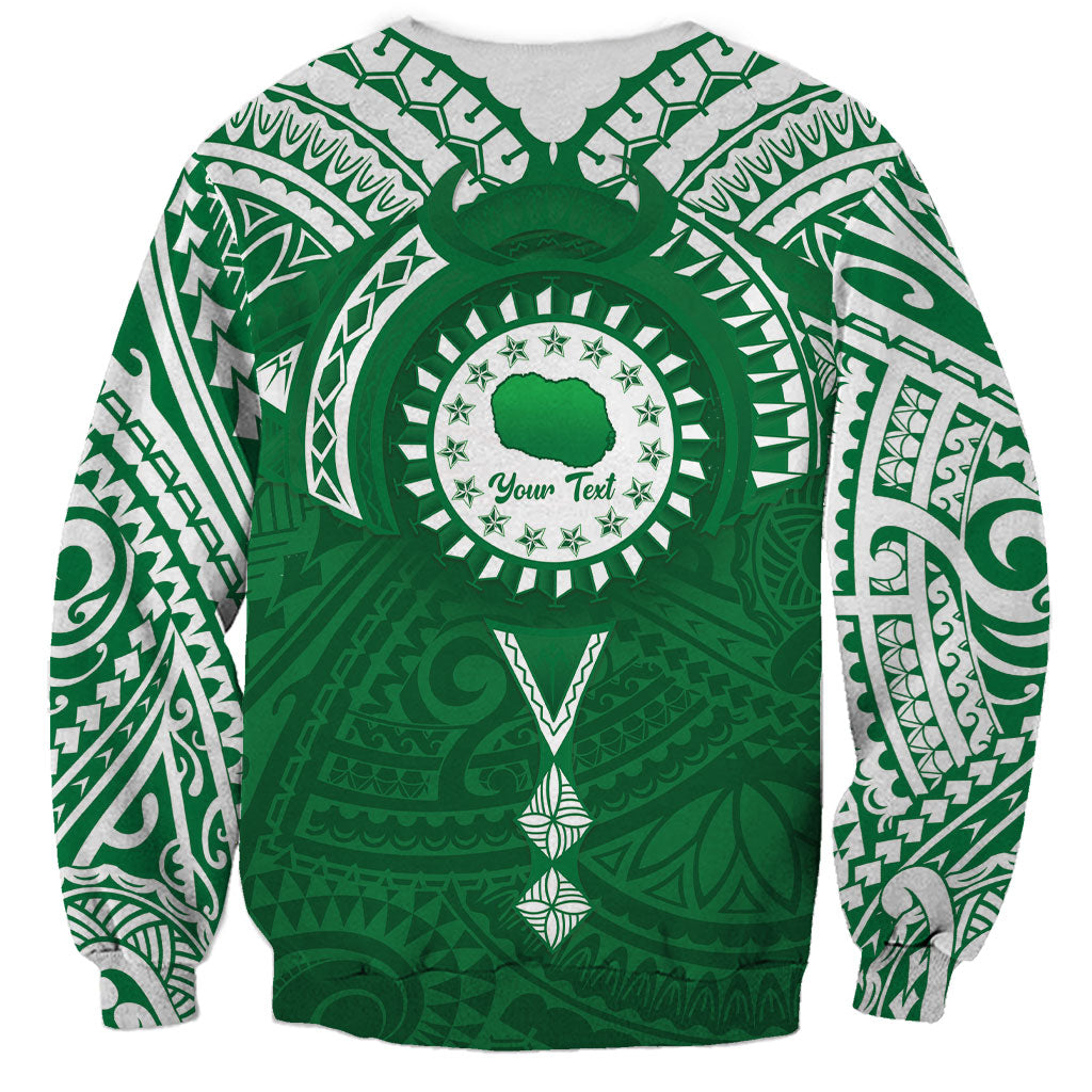 Personalised Cook Islands Rarotonga Sweatshirt Map With Kuki Airani Manta Ray Tattoo LT14 - Polynesian Pride