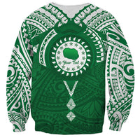 Personalised Cook Islands Rarotonga Sweatshirt Map With Kuki Airani Manta Ray Tattoo LT14 - Polynesian Pride