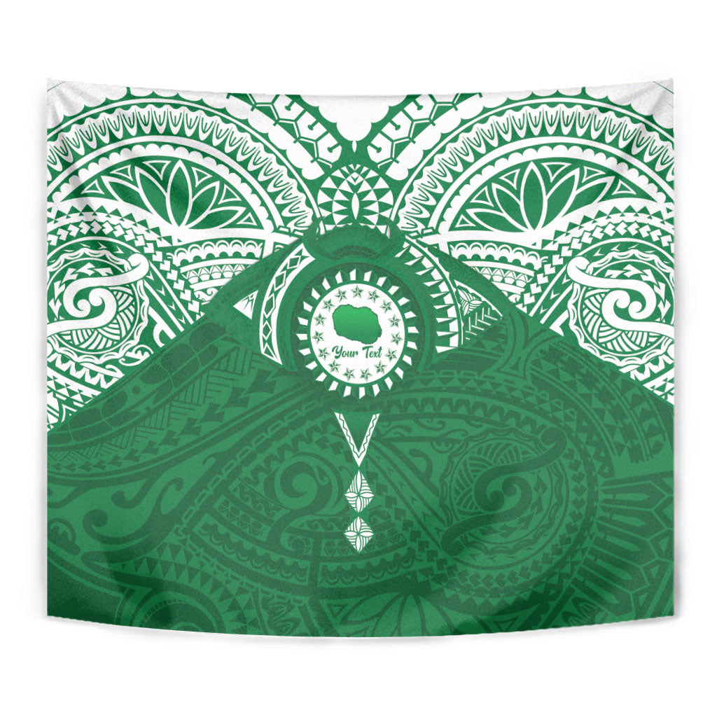 Personalised Cook Islands Rarotonga Tapestry Map With Kuki Airani Manta Ray Tattoo LT14 - Polynesian Pride