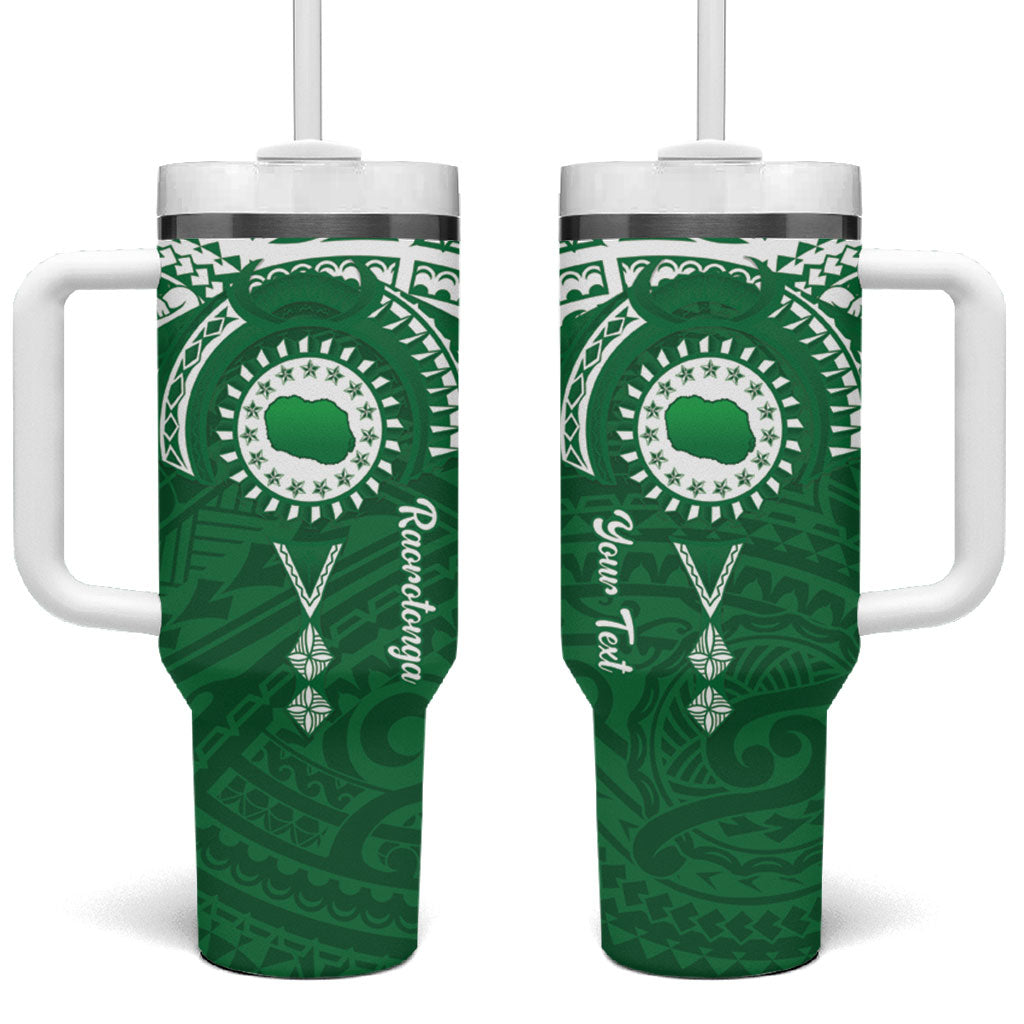 Personalised Cook Islands Rarotonga Tumbler With Handle Map With Kuki Airani Manta Ray Tattoo