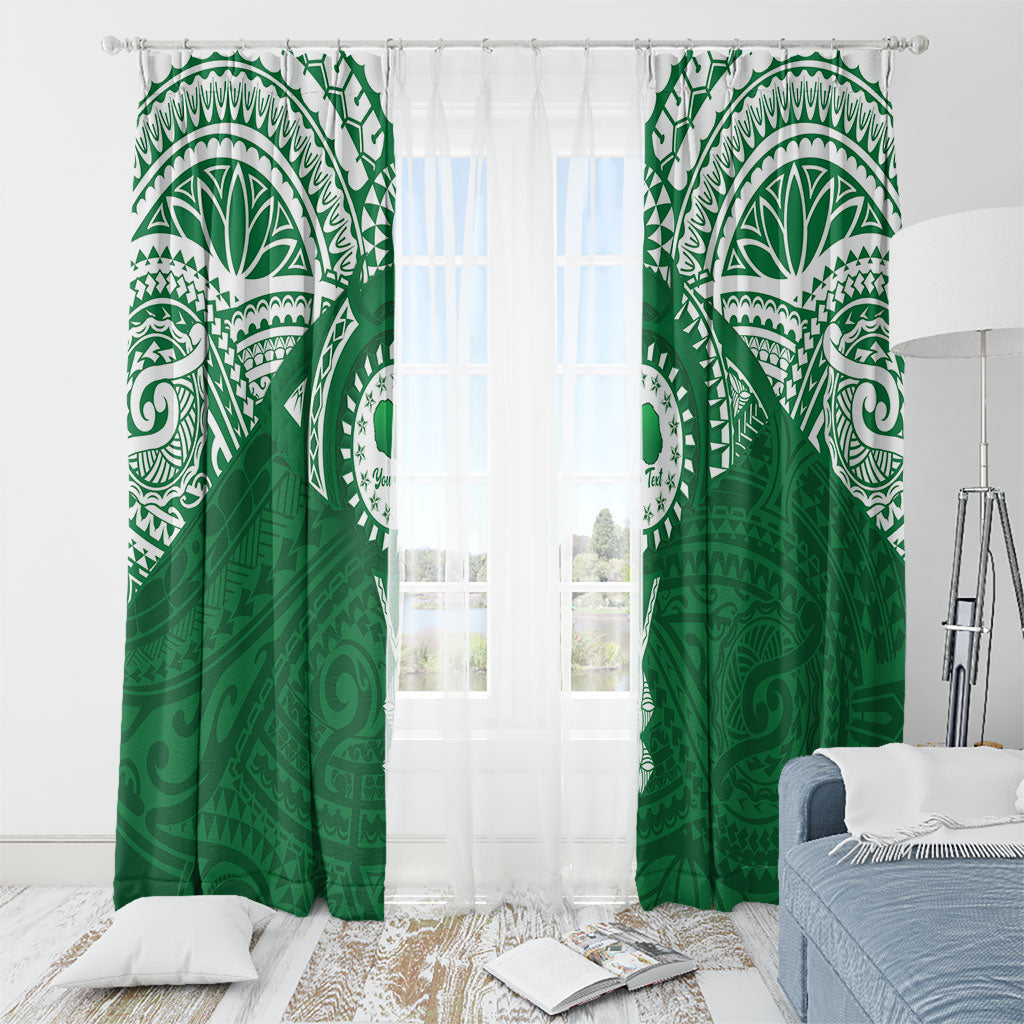 Personalised Cook Islands Rarotonga Window Curtain Map With Kuki Airani Manta Ray Tattoo LT14 - Polynesian Pride
