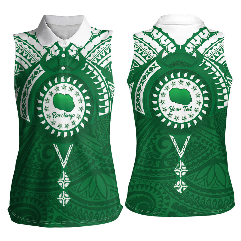 Personalised Cook Islands Rarotonga Women Sleeveless Polo Shirt Map With Kuki Airani Manta Ray Tattoo LT14 - Polynesian Pride
