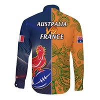 France And Australia Rugby Long Sleeve Button Shirt 2023 World Cup Le Bleus Wallabies Together LT14 - Polynesian Pride