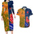 Custom France And Australia Rugby Couples Matching Long Sleeve Bodycon Dress and Hawaiian Shirt 2023 World Cup Le Bleus Wallabies Together LT14 Gold - Polynesian Pride