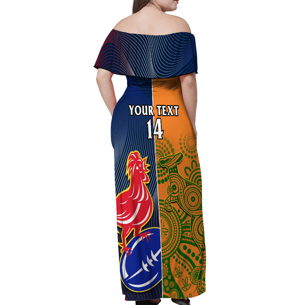 Custom France And Australia Rugby Off Shoulder Maxi Dress 2023 World Cup Le Bleus Wallabies Together LT14 - Polynesian Pride