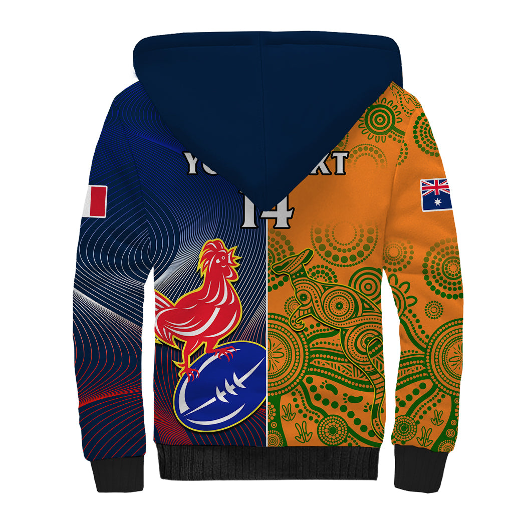 Custom France And Australia Rugby Sherpa Hoodie 2023 World Cup Le Bleus Wallabies Together LT14 - Polynesian Pride