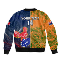Custom France And Australia Rugby Sleeve Zip Bomber Jacket 2023 World Cup Le Bleus Wallabies Together LT14 - Polynesian Pride