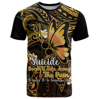 Polynesia Suicide Prevention Awareness T Shirt Your Life Is Worth Living For Polynesian Gold Pattern LT14 Gold - Polynesian Pride