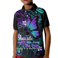Polynesia Suicide Prevention Awareness Kid Polo Shirt Your Life Is Worth Living For Polynesian Purple Pattern LT14 Kid Purple - Polynesian Pride
