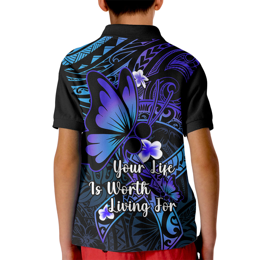 Polynesia Suicide Prevention Awareness Kid Polo Shirt Your Life Is Worth Living For Polynesian Purple Pattern LT14 - Polynesian Pride