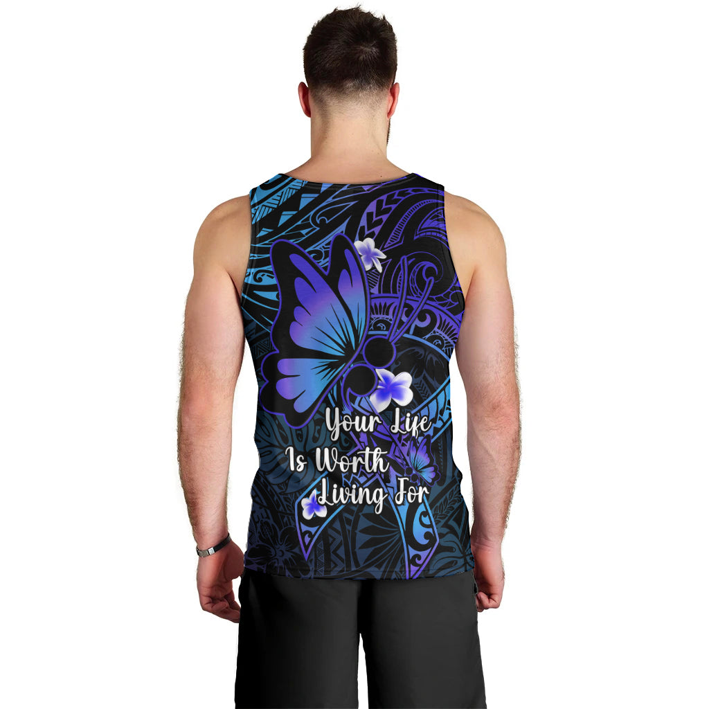 Polynesia Suicide Prevention Awareness Men Tank Top Your Life Is Worth Living For Polynesian Purple Pattern LT14 - Polynesian Pride