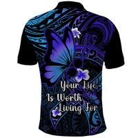 Polynesia Suicide Prevention Awareness Polo Shirt Your Life Is Worth Living For Polynesian Purple Pattern LT14 - Polynesian Pride