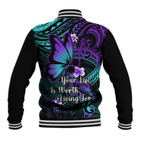 Polynesia Suicide Prevention Awareness Baseball Jacket Your Life Is Worth Living For Polynesian Blue Pattern LT14 - Polynesian Pride