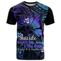 Polynesia Suicide Prevention Awareness T Shirt Your Life Is Worth Living For Polynesian Blue Pattern LT14 Blue - Polynesian Pride