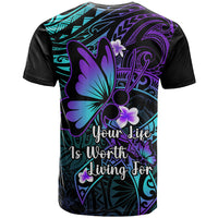 Polynesia Suicide Prevention Awareness T Shirt Your Life Is Worth Living For Polynesian Blue Pattern LT14 - Polynesian Pride