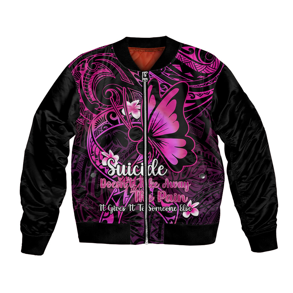 Polynesia Suicide Prevention Awareness Bomber Jacket Your Life Is Worth Living For Polynesian Pink Pattern LT14 Unisex Pink - Polynesian Pride