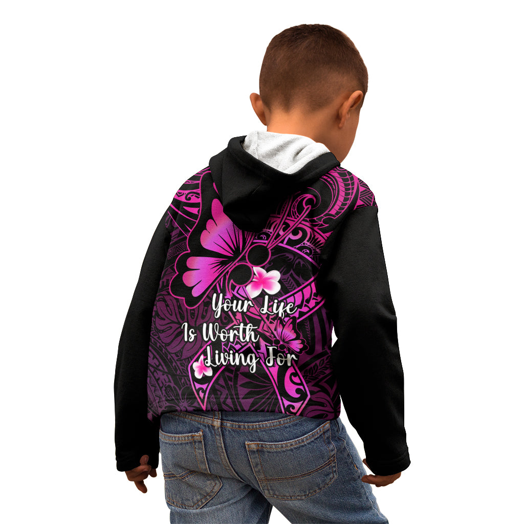Polynesia Suicide Prevention Awareness Kid Hoodie Your Life Is Worth Living For Polynesian Pink Pattern LT14 - Polynesian Pride