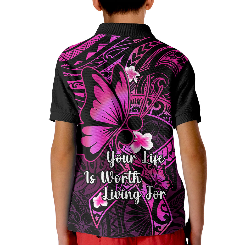Polynesia Suicide Prevention Awareness Kid Polo Shirt Your Life Is Worth Living For Polynesian Pink Pattern LT14 - Polynesian Pride