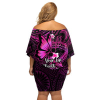Polynesia Suicide Prevention Awareness Off Shoulder Short Dress Your Life Is Worth Living For Polynesian Pink Pattern LT14 - Polynesian Pride